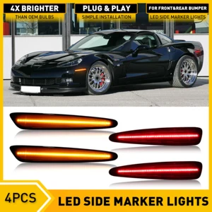 Luces LED laterales ahumadas delanteras traseras rojas ámbar para Chevy Corvette C6 2005-13 - Imagen 1 de 12