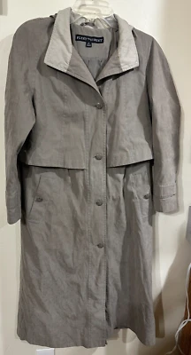 Fleet Street Womens Trenchcoat 8P Petite Lightweight Detach Hood Light Olive EUC - Image 1 of 4