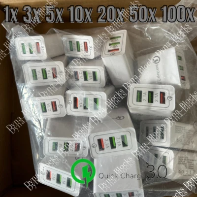 Lote de enchufes adaptador de corriente cargador de pared USB Hub QC 3.0 carga rápida de 3 puertos Foto 1 de 4