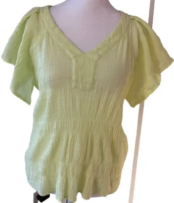 Vince Camuto Green Yellow Cotton Shirt Size XS - Imagem 1 de 3