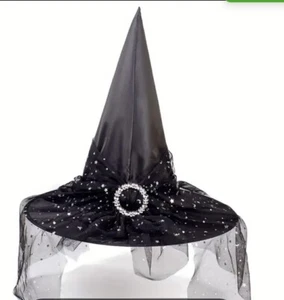 Halloween Costume Witch Hat For Children Teens or Petite Adults Black - Picture 1 of 5