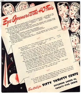 1940 NEW YORK WORLD'S FAIR Adverting Brochure OLD Original VINTAGE Free Shipping - Picture 1 of 2
