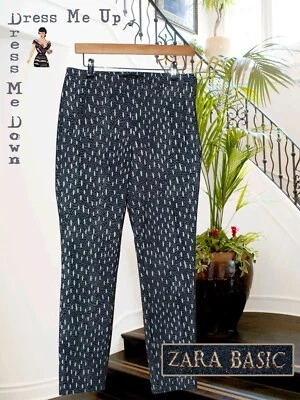 Zara 50s 60s Fitted Black Cream Trousers Stretch Size M BRAND NEW - Image 1 of 4