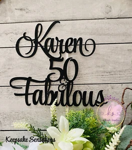 Personalised Fabulous Birthday Cake Topper Add Any Name and Age - Picture 1 of 4