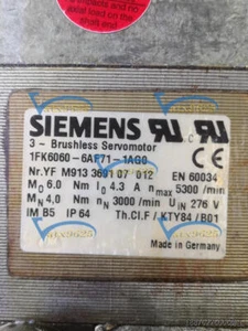 ONE USED Siemens Servo Motor 1FK6060-6AF71-1AG0 - Picture 1 of 1