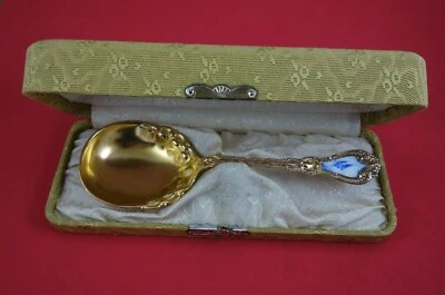 Ложка ягодная Orient от Alvin из чистого серебра вермей с эмалью парусники в коробке - Изображение 1 из 2