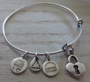 Alex and Ani Heart Shaped Lock Charm Bangle Bracelet - Picture 1 of 4