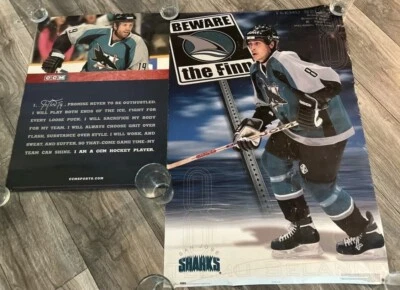 Lot Of 2 San Jose Sharks Teemu Selanne & Joe Thornton BEWARE THE FINN Posters - Image 1 of 4