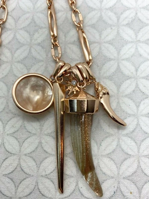 Kendra Scott Samuel 5 Dijes Collar Tono Oro Rosa Mezcla Vidrio Polvo Foto 1 de 4