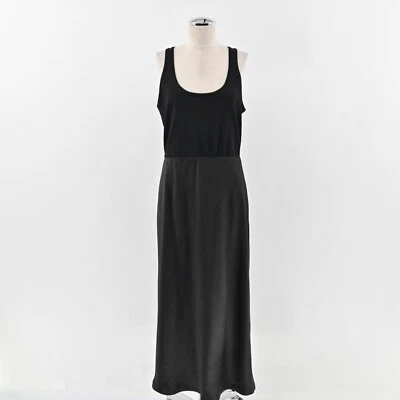 Vestido ANTHROPOLOGIE Talla M Negro Sin Mangas Satén Maxi Capricho Yegua Yegua Slip Foto 1 de 4