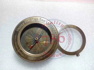 ANTIGUA BRÚJULA MAPA LUPA PLEGABLE PESADA CON ESTUCHE DE CUERO - Imagen 1 de 7