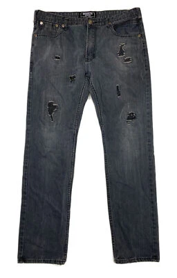 Pantalones de mezclilla desgastados negros carbón Brooklyn Xpress para hombre talla 36x34 (medida 36x33) Foto 1 de 4