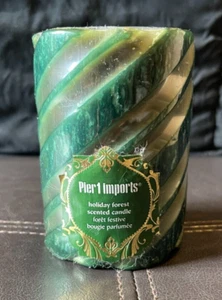 New PIER 1 Holiday Forest Scented Small Pillar 3 X 4" Candle Green 45 Hours - Picture 1 of 4