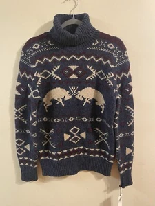 New NWT PRL Polo Ralph Lauren Blue Fair Isle-Knit Cashmere Blend Sweater Small - Picture 1 of 4