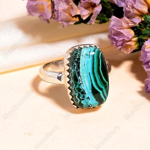 Beautiful Malachite Azurite Gemstone 925 Sterling Silver Handmade Ring - Picture 1 of 5