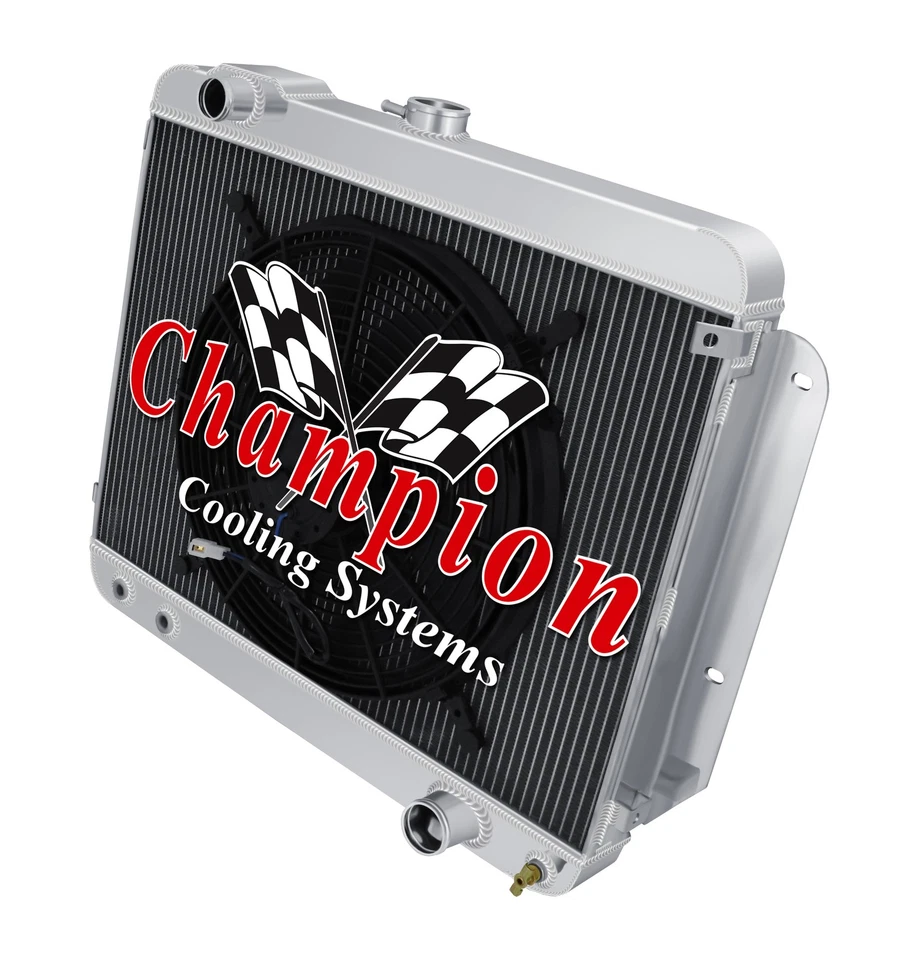 Radiador ER Champion 3 filas con ventilador de 16" para Chevrolet Bel Air 1969 1970 aire acondicionado Foto 1 de 4