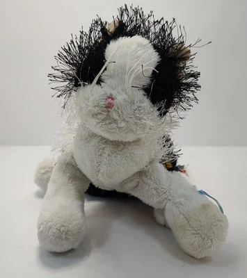  Ganz Webkinz Black & White Fuzzy Cat HM016 Plush Pet 2005 Retired With Shorts  - Image 1 of 4