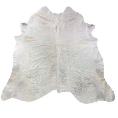 Alfombra de cuero de vaca gris claro Brindle (algunas líneas beige/piel pesada) 8x7 pies Y-112 Foto 1 de 4