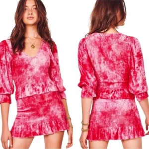 Nuevo con etiquetas Vestido LoveShackFancy Terciopelo Rosas Evan - Talla Med - Imagen 1 de 13