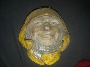 Vintage Chalkware Head Sea Captain Matrose Fischer mit gelbem Regenmantel - Bild 1 von 3