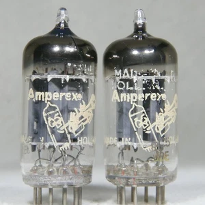 Matched Pair Amperex Bugle Boy 12AX7/ECC83 Long Plate Foil D-Getter Holland 1958 - Picture 1 of 18