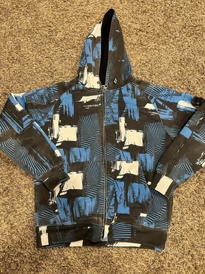 Y2K Volcom AOP Zip Up Hoodie Size L - Image 1 of 4