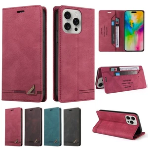 Leather Flip Stand Shockproof Wallet Case For iPhone 16 Pro Max 15 Plus 14 13 12 - Picture 1 of 16