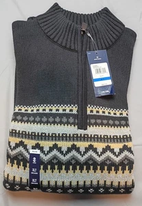 IZOD Men's XLT NWT Advantage Big & Tall  Quarter-Zip Fleece Sweater Black - Picture 1 of 8