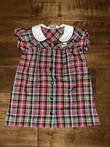 DENNIS Primrose School Uniform Plaid Button Down Collared Dress Size 3-4 - Picture 1 of 3