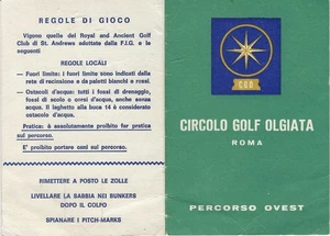 Vintage 1970's CIRCOLO GOLF OLGIATA Golf Course Scorecard ROM ITALY Rare Rarität - Bild 1 von 2