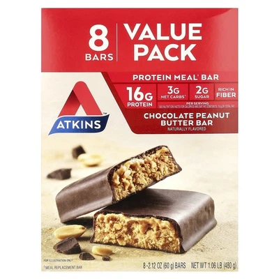 Protein Meal Bar, Chocolate Peanut Butter, 8 Bars, 2.12 oz (60 g) Each - Image 1 of 3