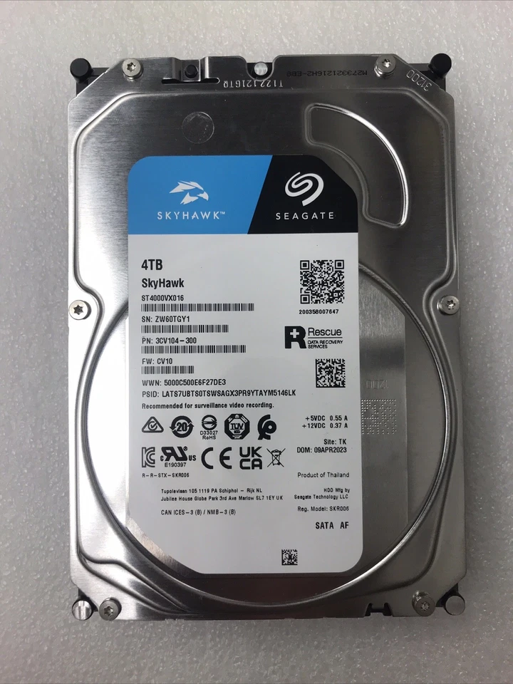 Seagate Skyhawk 4TB 3.5" SATA Internal HDD | ST4000VX016 | 3CV104-300 - Image 1 of 1