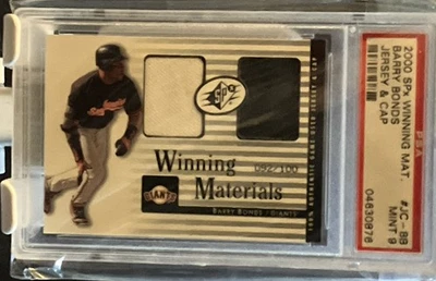 2000 SPX  jc-bb BARRY BONDS PSA 9 Jersey cap /100 winning materials  pop 1! - Image 1 of 2