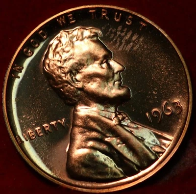 Uncirculated Red Proof 1963 Philadelphia Mint Lincoln Memorial Cent - Image 1 of 2