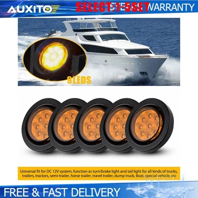 Marker 2" Lights LED Truck Trailer Round Side Amber Light Clearance Lamps 5-25X - Image 1 of 2