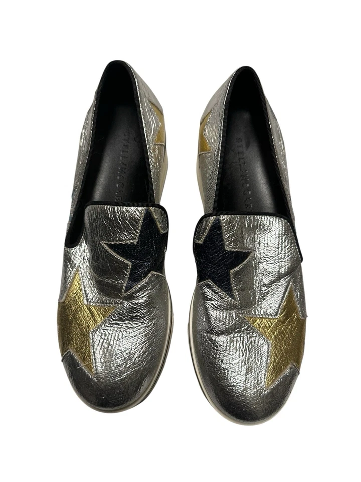 Кроссовки STELLA MCCARTNEY серебристые металлик искусственная кожа Binx звездная платформа размер 36 - Изображение 1 из 4