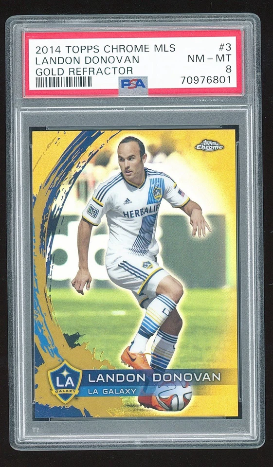 2014 Topps Chrome MLS Gold Refractor /50 Landon Donovan #3 PSA 8 LA Galaxy USMNT - Image 1 of 1
