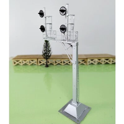1 x HO scale searchlight cantilever signal tower metal 3-colors 2 tracks #CS22 - Image 1 of 4