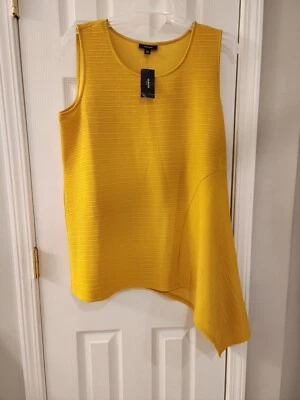 Alfani Womens Gold Sun Textured Asymmetrical Knit Tank Top Plus Size 2X NWT - Image 1 of 4