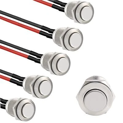 5 Pieces 12 mm Momentary Push Button Switch Waterproof Push Button Switch Round - Image 1 of 4