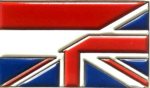 Británico y holandés - Banderas de la Unión Jack y Holanda Amistad metal y esmalte insignia - Imagen 1 de 1