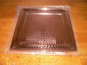 Bandeja Cargador Cuadrada Grande 13-1/2" Cobre Martillado NOS con Bordes Enrollados - Imagen 1 de 4