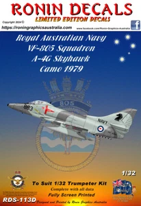 1/32 Ronin Decals RDS-113D RAN A-4G VF-805 Cam Skyhawk decals for Trumpeter Kit - Picture 1 of 3