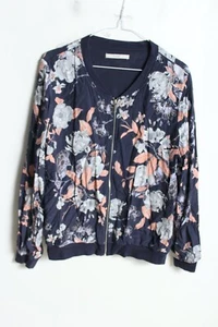 George Womens Floral Satin Bomber jacket - Navy - Size 12 (k21) - Picture 1 of 3