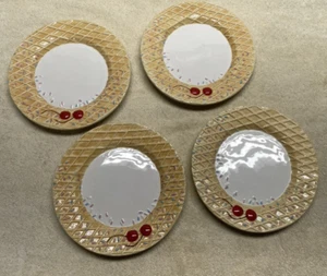 Set of 4 Oneida Waffle Cone with Sprinkles and Cherries 8" Plates - Picture 1 of 7