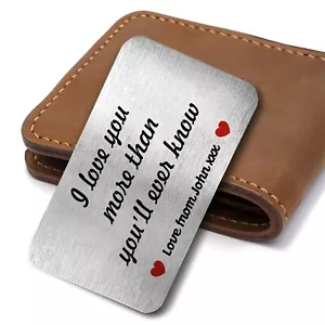 Personalised I Love You More Than Metal Card Keepsake Wallet Insert Gift - Picture 1 of 1