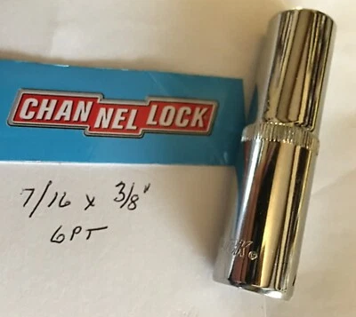 CHANNELLOCK  7/16" x 3/8" DR     SAE DEEP SOCKET  6 Point Free USA Shipping - Image 1 of 4
