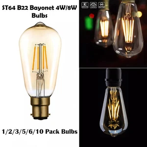 LED Filament Glühbirne dimmbar klar Braunglas B22 Bajonett ST64 Edison Birnen - Bild 1 von 30