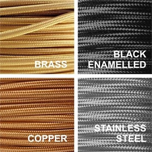 Metal Braided 6 Amp Mains Electrical Cable Copper, Brass, Stainless Steel, Black - Picture 1 of 5