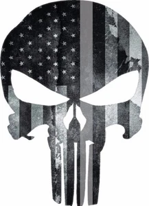 5" Skull American Thin SILVER Line TAT Subdued Corrections Guard Decal Sticker - Bild 1 von 1